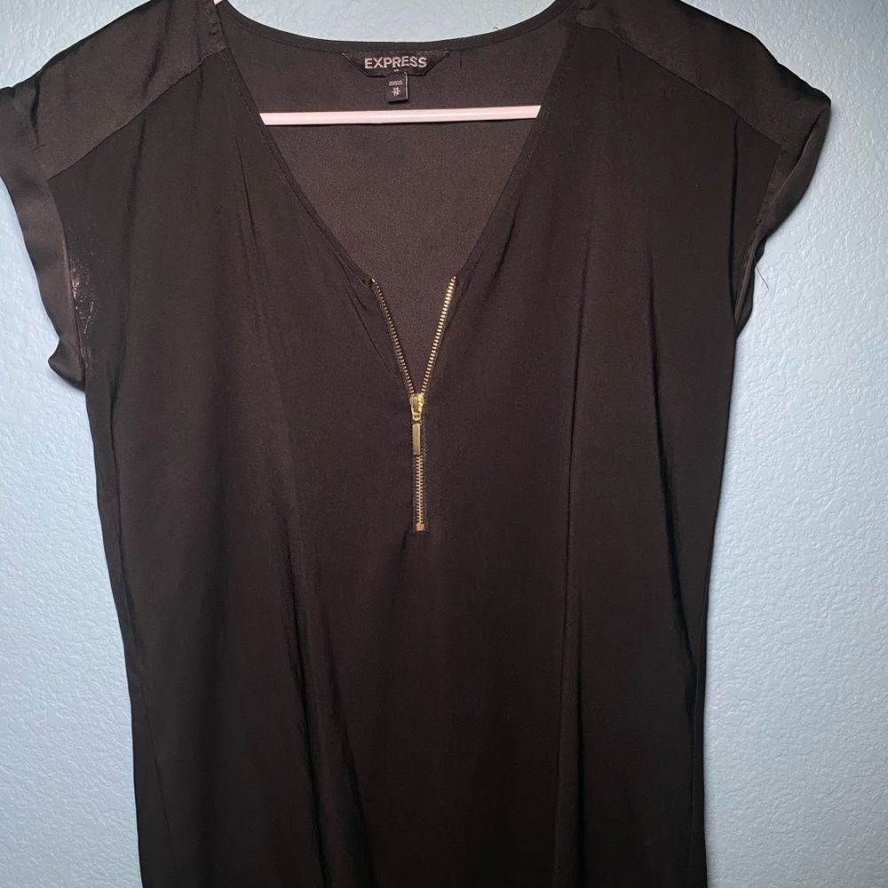 Express Gold and Black Cap Sleeve Blouse